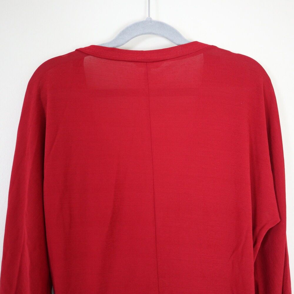 MaxMara Size S Red Wrap Front Blouse 3/4 Sleeve Viscose Jersey - Picture 9 of 10
